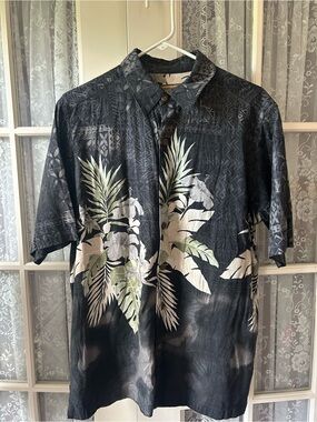 Caribbean Joe Silk  Button-Down Shirt Sz M